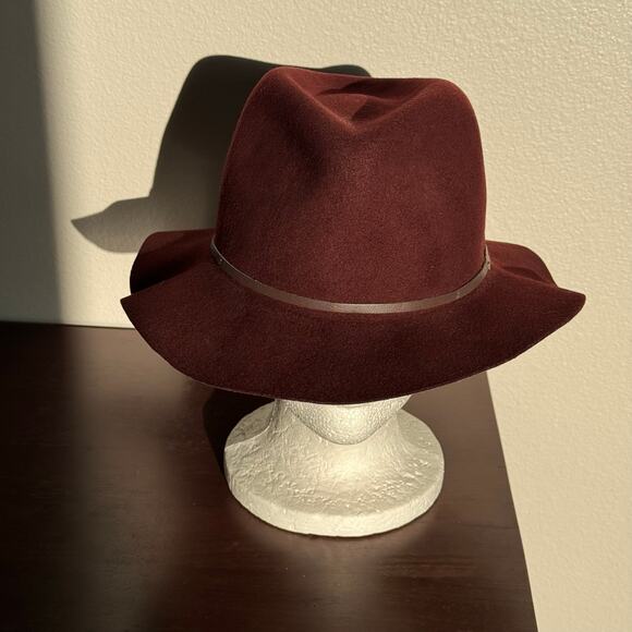 Bailey Poet Burgundy 100% Wool Fedora Hat Small Hollywood Vagabond Packable main image 9